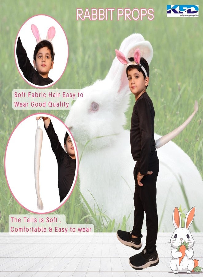 كاكو فانسي دريسيس طقم طوق شعر وذيل أرنب من كاكو للأطفال | إكسسوار زي الأرنب للأزياء التنكرية، عيد الفصح، والمسرحيات المدرسية | مصنوع من قماش قطيفة ناعم - Image 2